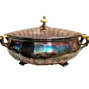 Vintage Tarnished Silver Plate Casserole Dish Holder by Benedict Proctor EPBM
